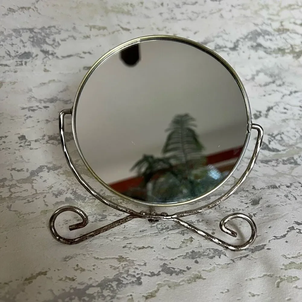 Vintage Double Sided Vanity Shaving mirror with magnifying side